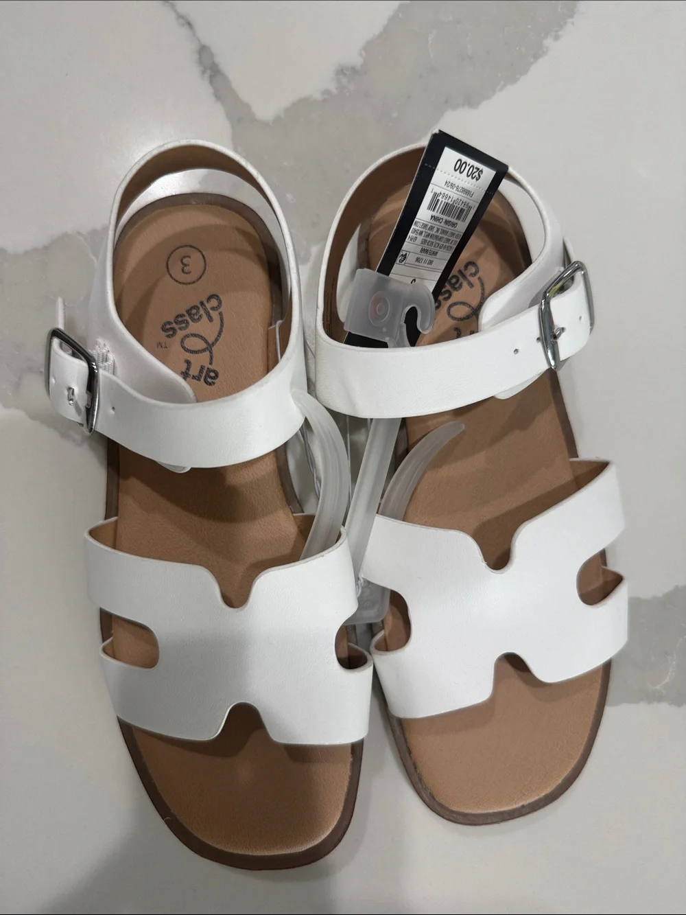 art class White Leather Look Girls Sandals